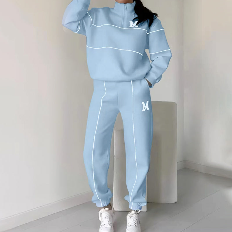 Rilena - Side Stripe Jersey 2-Piece Sweatshirt Set