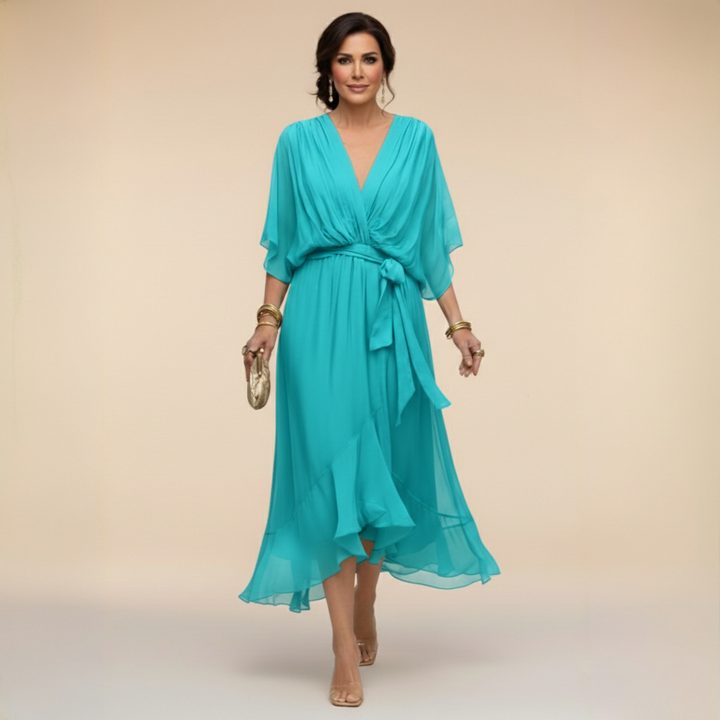 Nevaya - V-Neck Sheer Dress