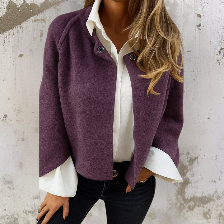 Nelira - Single Press-Stud Front Cashmere-Finish Jacket