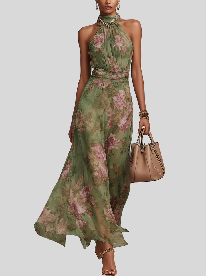 Nivara - Halter Neck Floral Print Dress