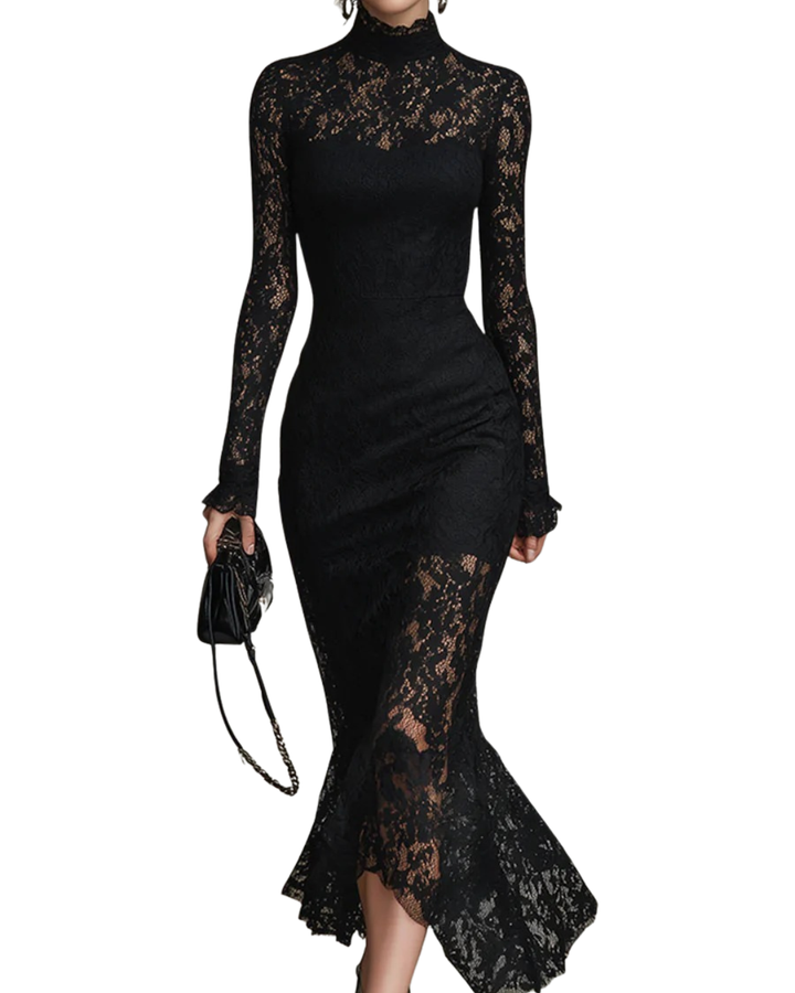Kelira - Fishtail Hem Lace Maxi Dress