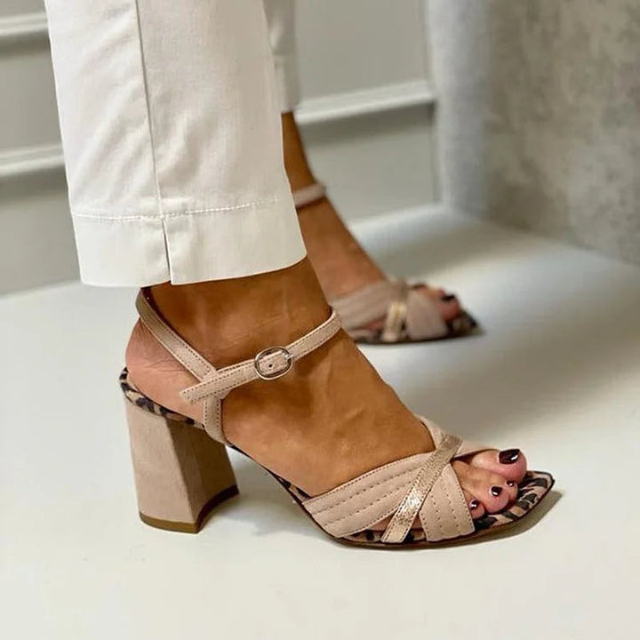 Mireva - Cross-Strap Metallic Sandals