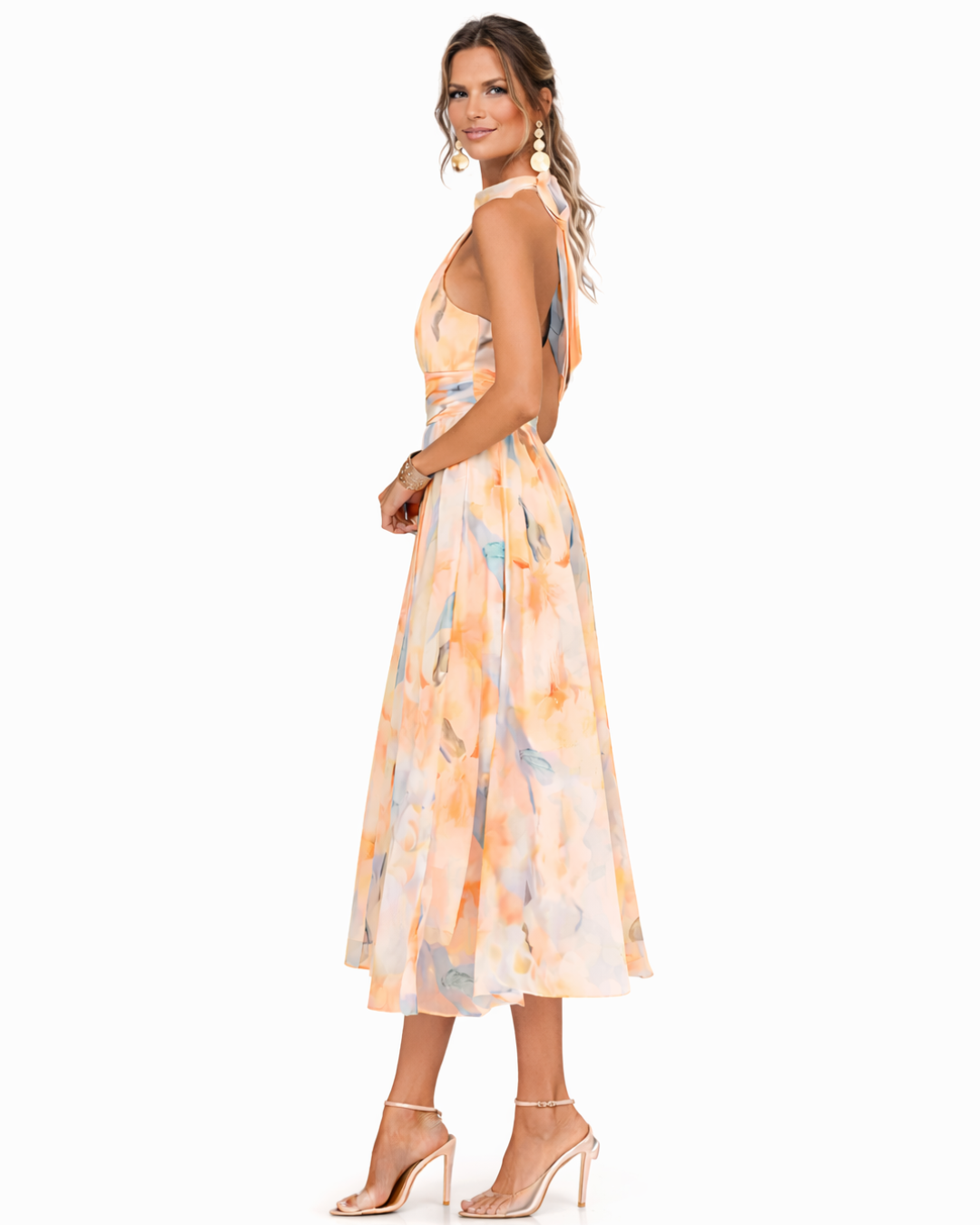 Vionne - Strapless Watercolour-Print Dress