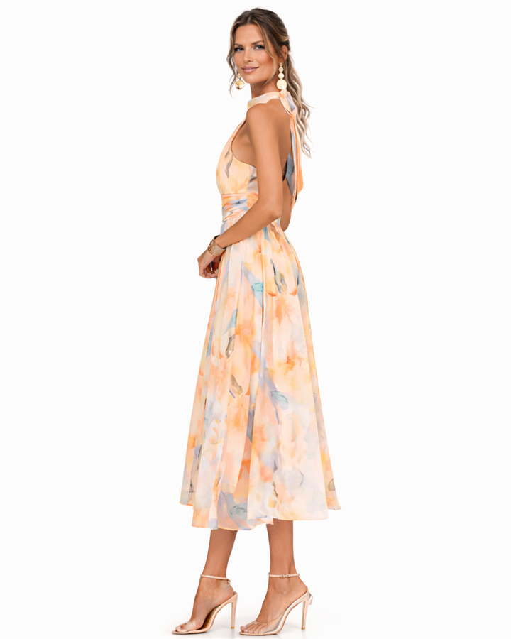 Vionne - Strapless Watercolour-Print Dress