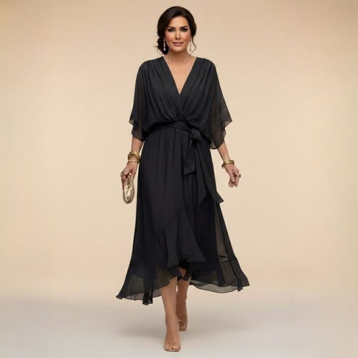 Nevaya - V-Neck Sheer Dress