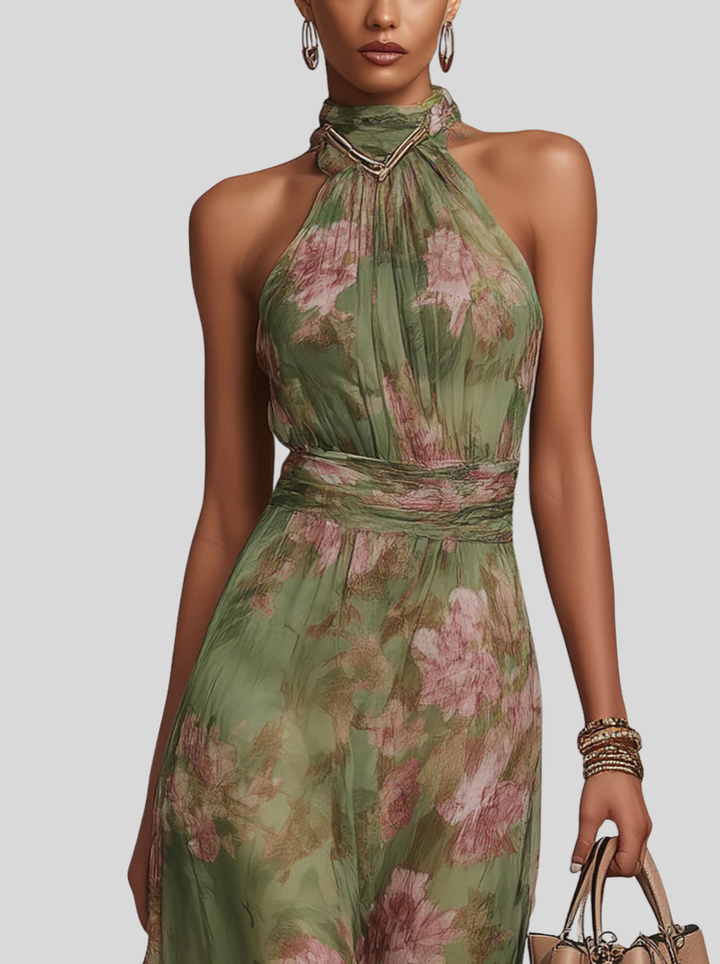 Nivara - Halter Neck Floral Print Dress