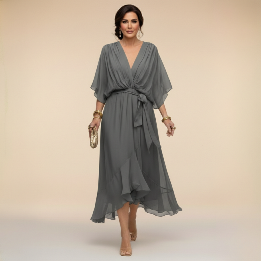 Nevaya - V-Neck Sheer Dress