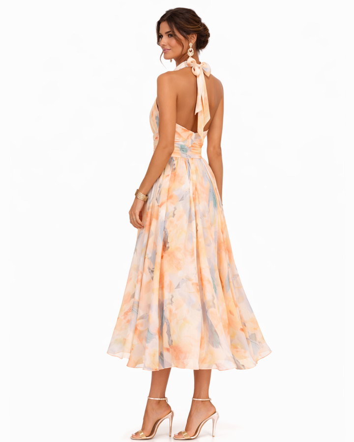 Vionne - Strapless Watercolour-Print Dress