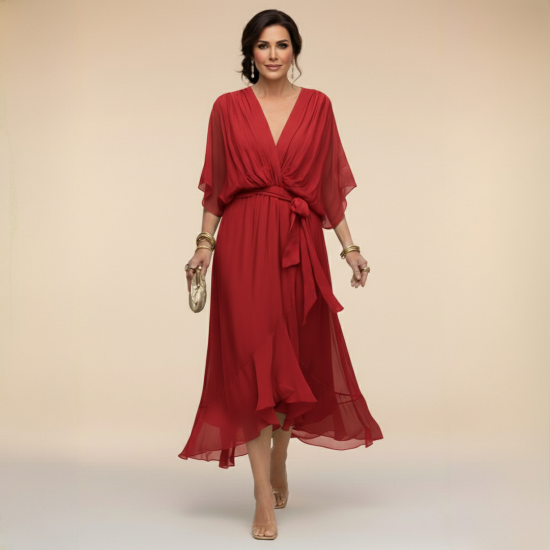 Nevaya - V-Neck Sheer Dress