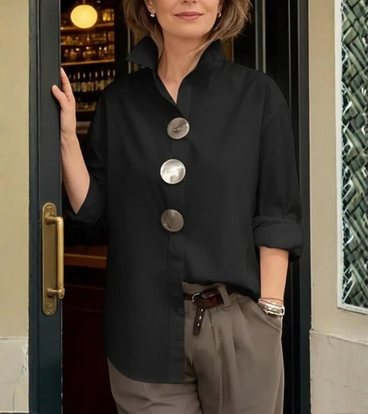 Virela - Stand Collar Woven Blouse