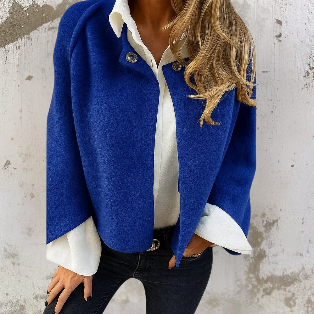 Nelira - Single Press-Stud Front Cashmere-Finish Jacket