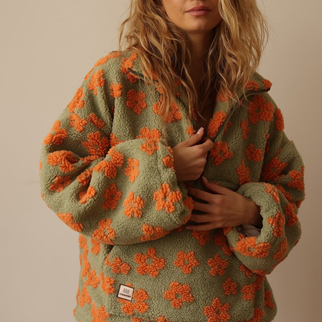 Avenli - Floral Print Fleece Pullover