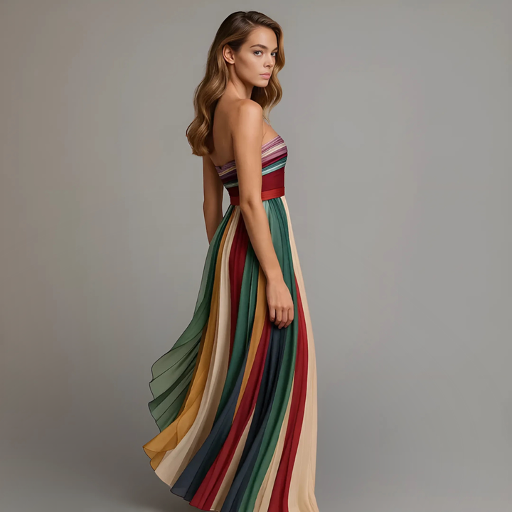 Velira - Colourblock Chiffon Maxi Dress