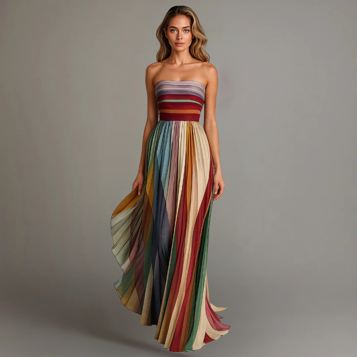 Velira - Colourblock Chiffon Maxi Dress