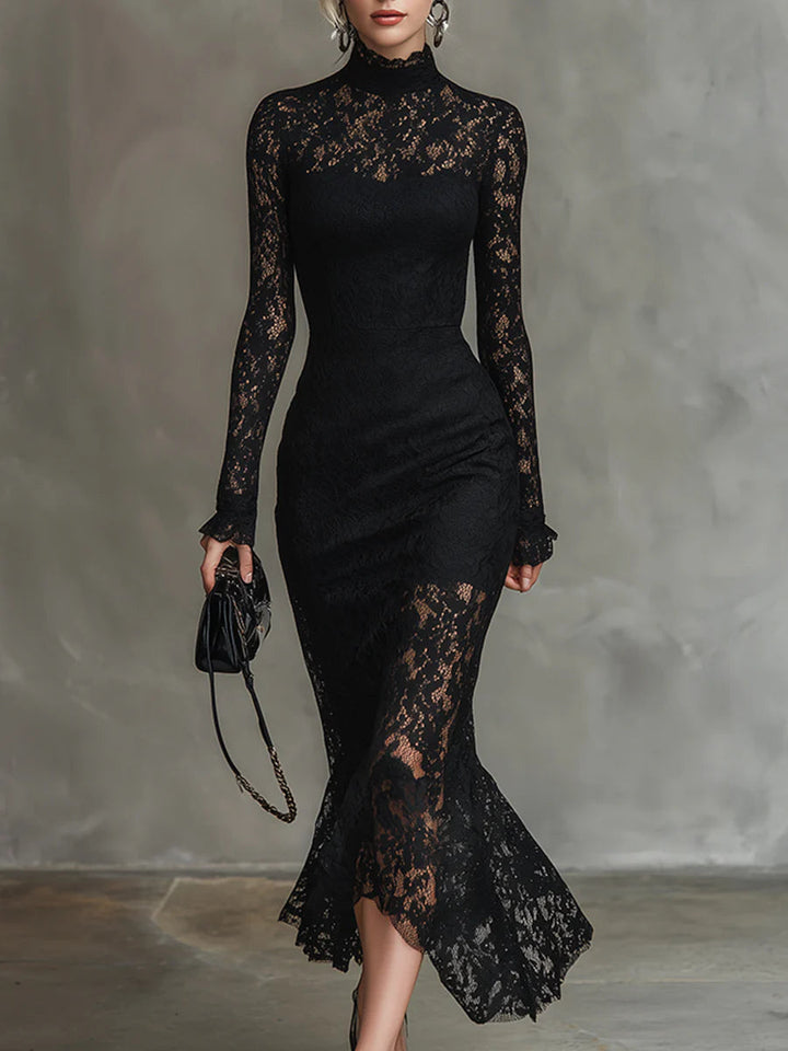Kelira - Fishtail Hem Lace Maxi Dress