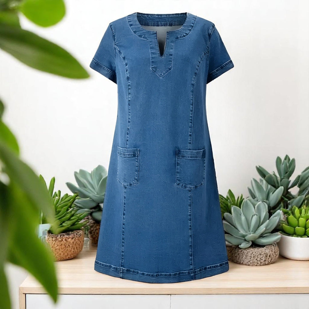 Nalira - Front-Pocket Denim Dress