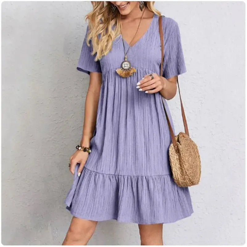 Nivara - Ruffle Trim Woven Dress