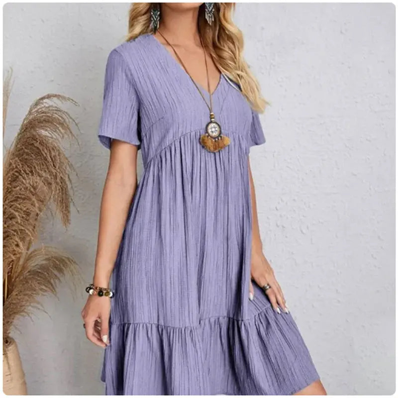 Nivara - Ruffle Trim Woven Dress