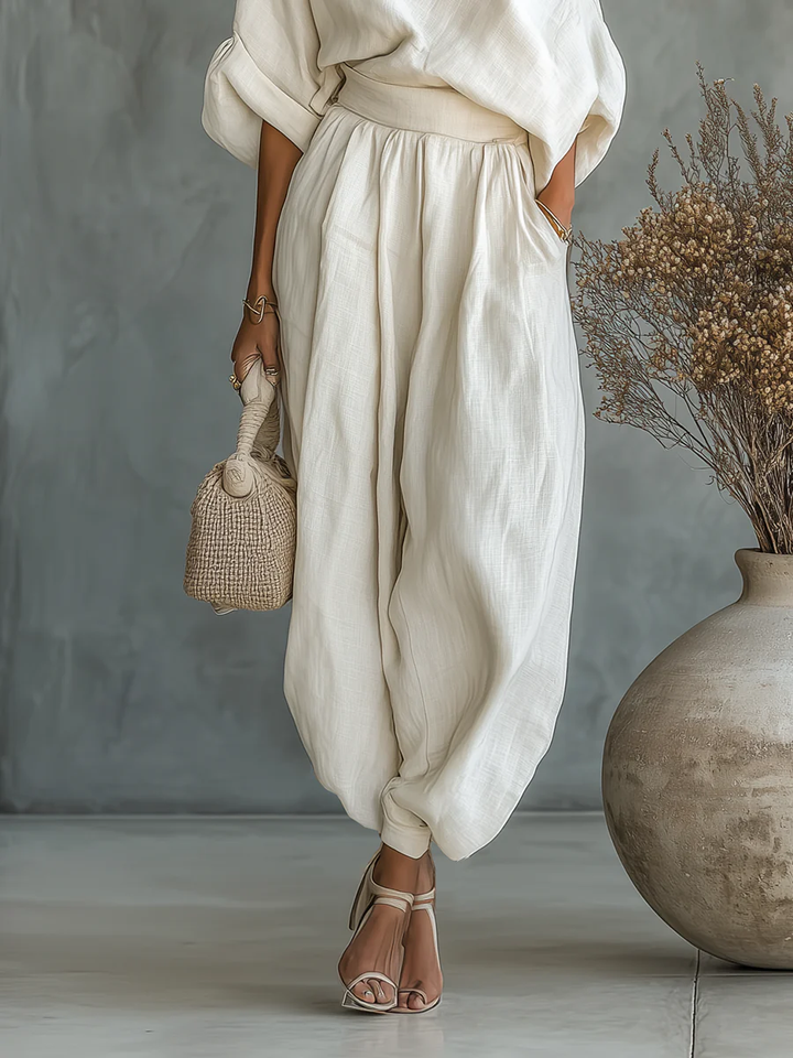 Nimara - Off-Shoulder Blouse And Trousers Set