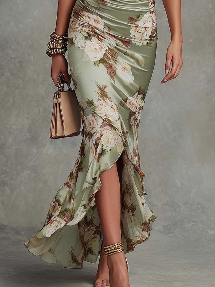 Neraya - Deep V-Neck Satin Dress