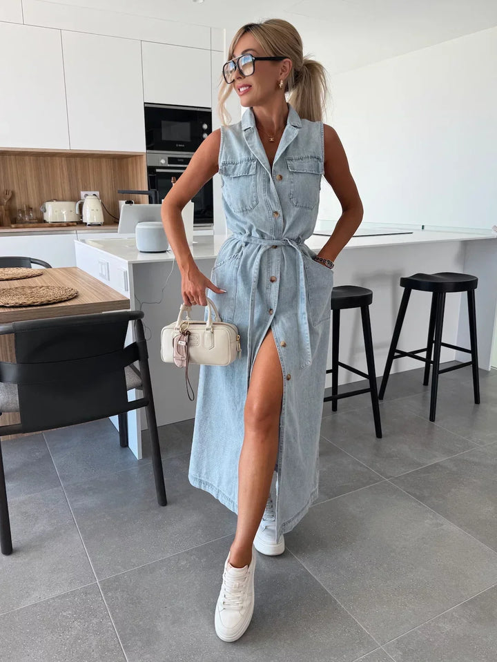 Lysena - Button-Front Denim Dress