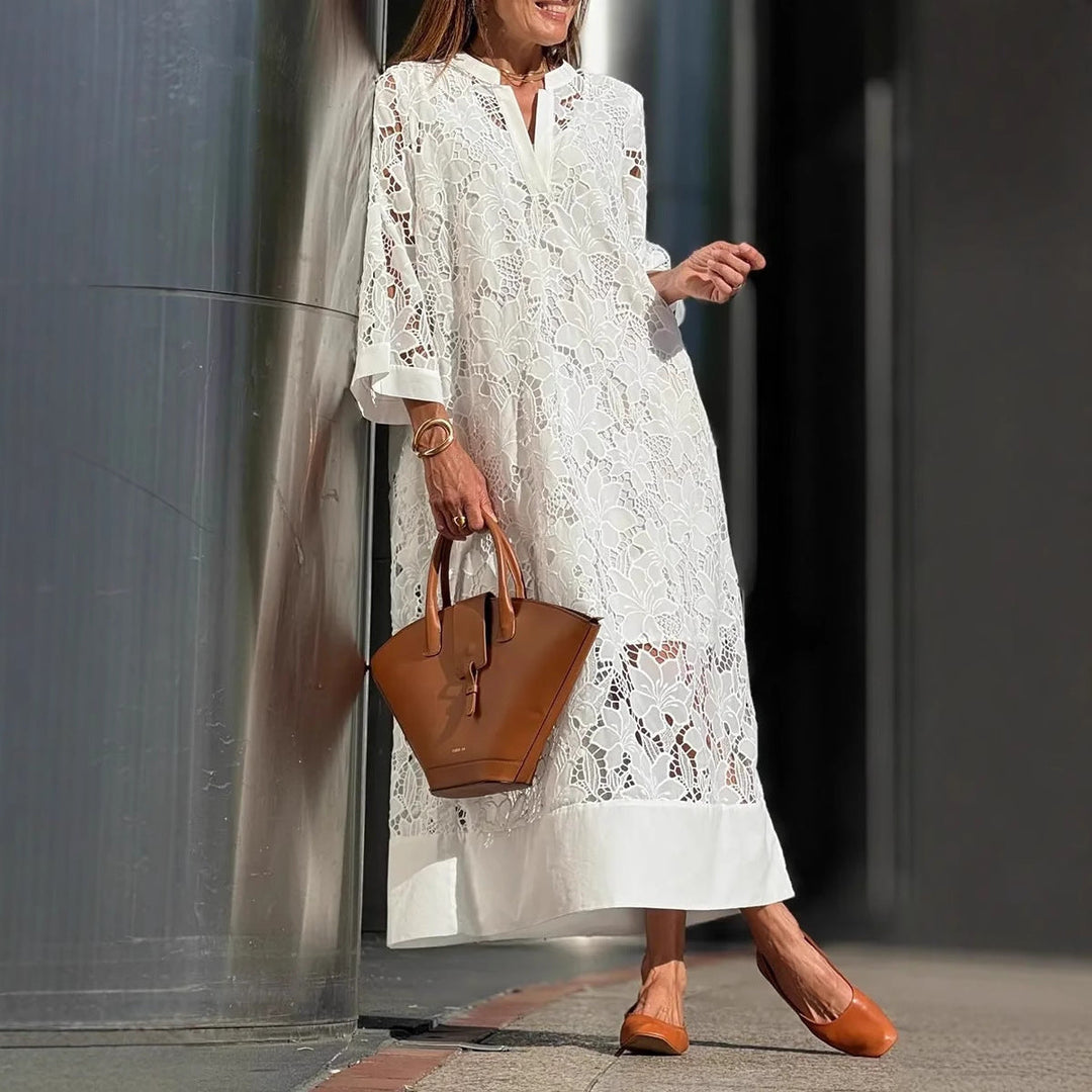 Mevara - Sheer Lace Maxi Dress