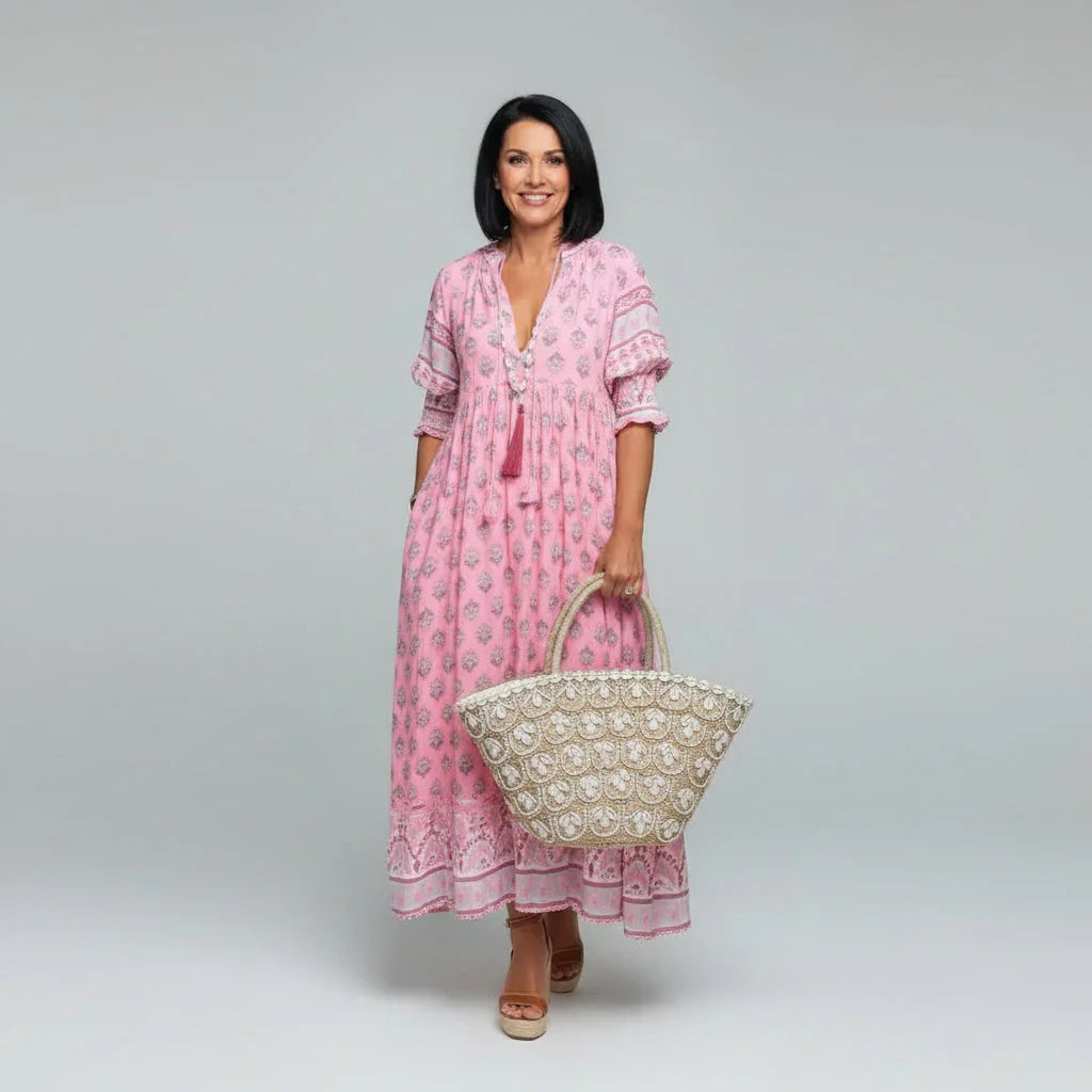 Sorali - Tassel Tie-Neck Midi Dress