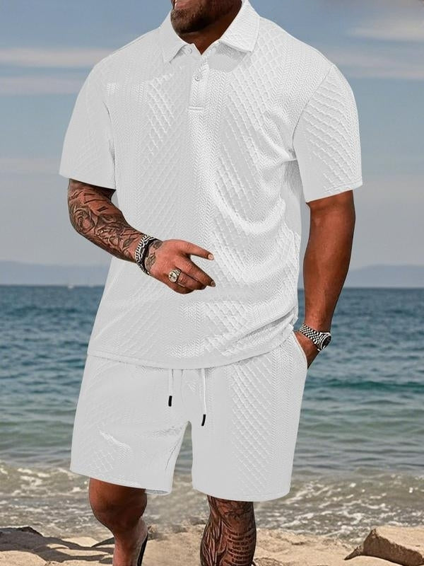Varlo - Textured Fabric Polo And Shorts Set