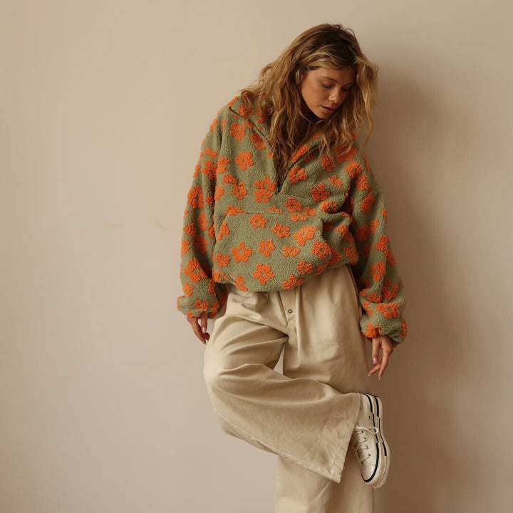 Avenli - Floral Print Fleece Pullover