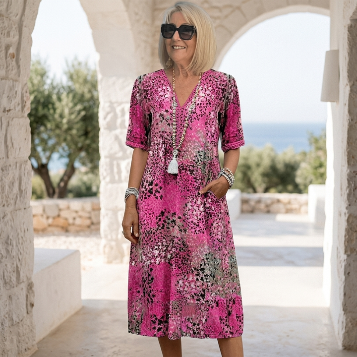 Navira - A-Line Cotton-Blend Midi Dress