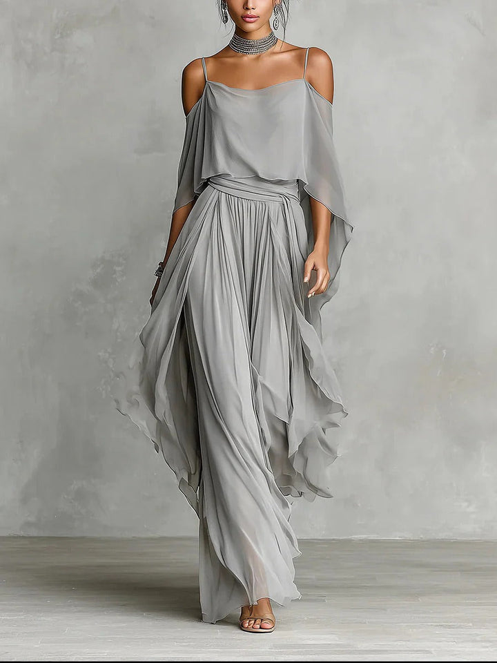 Kevara - Off-Shoulder Chiffon Set