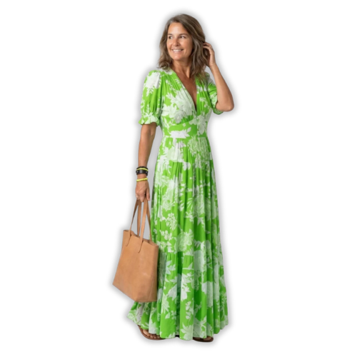 Avyra - V-Neck Floral Print Dress