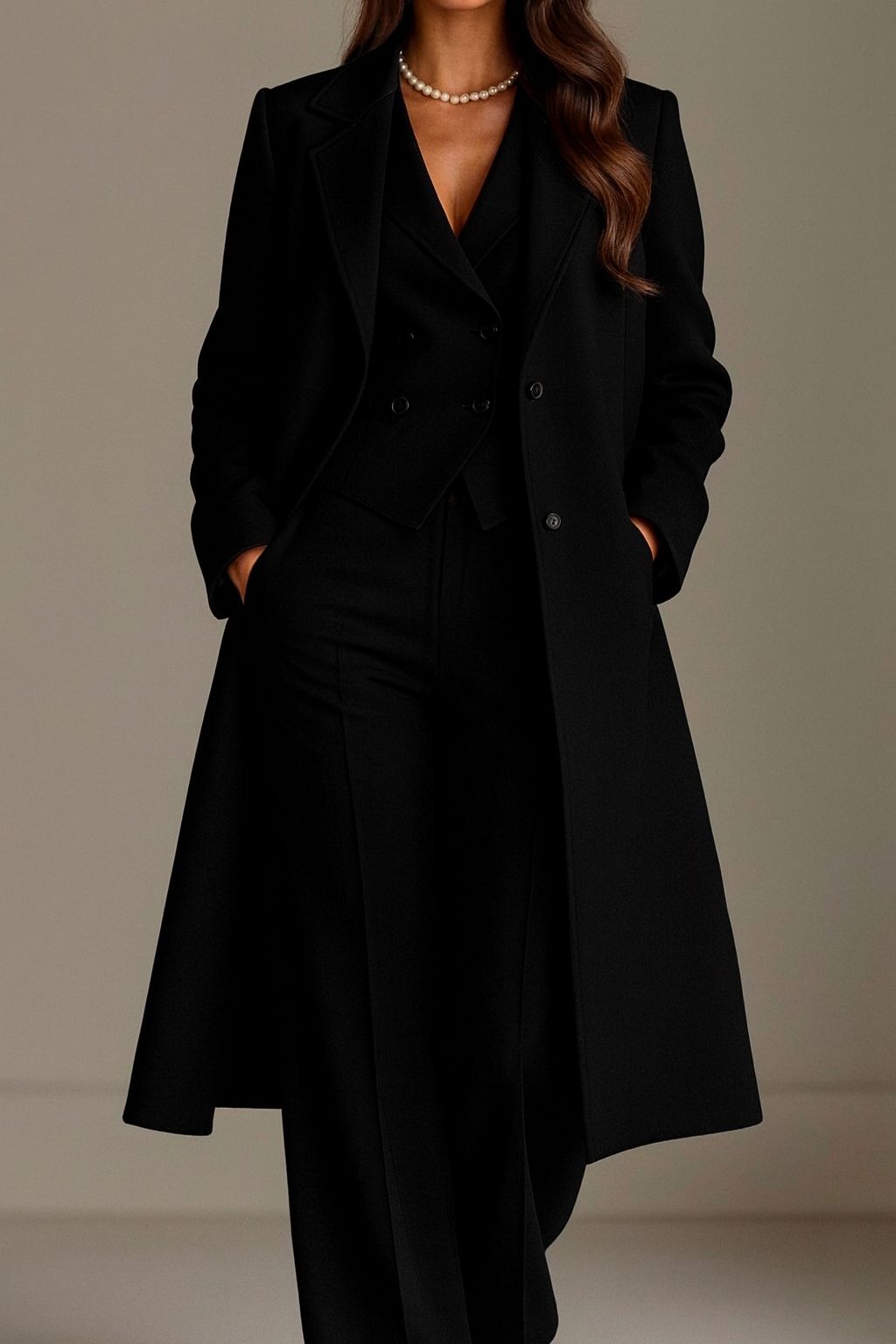 Brenzo - Tailored Woven Coat And Suit Set