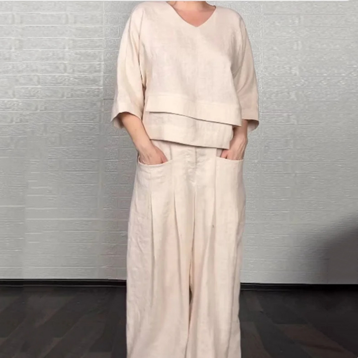 Virela - Asymmetric Hem Cotton-Linen Set